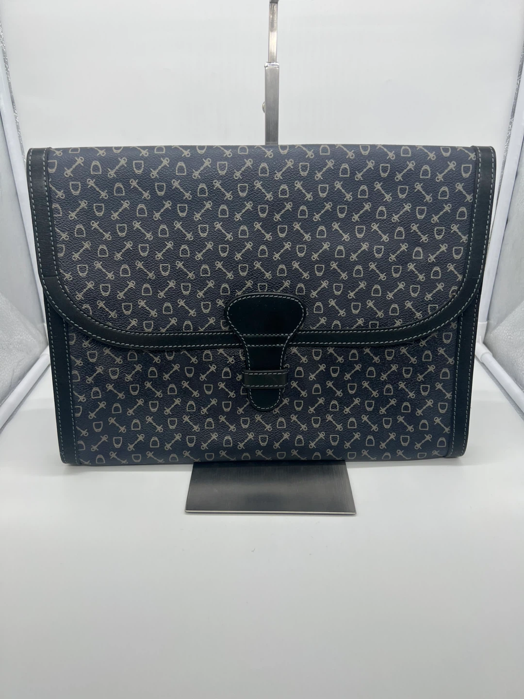 WHY INTERNATIONAL VINTAGE Monogram Coated Canvas Leather Clutch