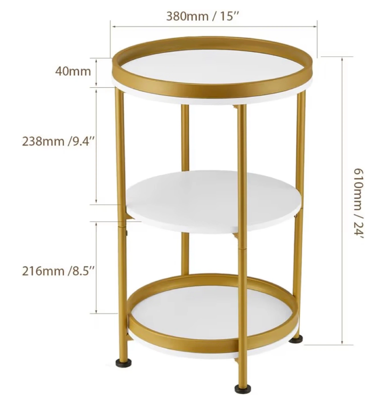3-Tier Round Side Table - photo 3