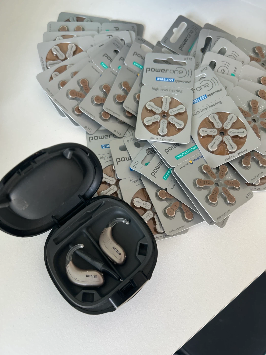Oticon Hearing Aids with Powerone p312 Batteries