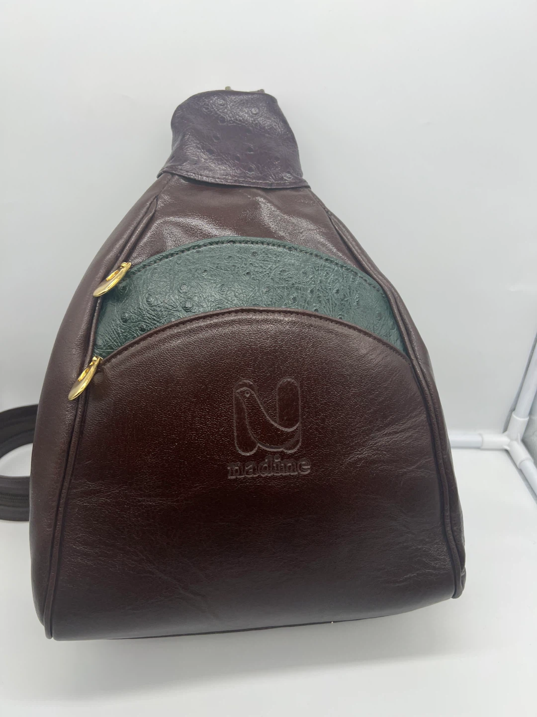 NADINE VINTAGE Made in Argentina Leather Backpack Sling Bag