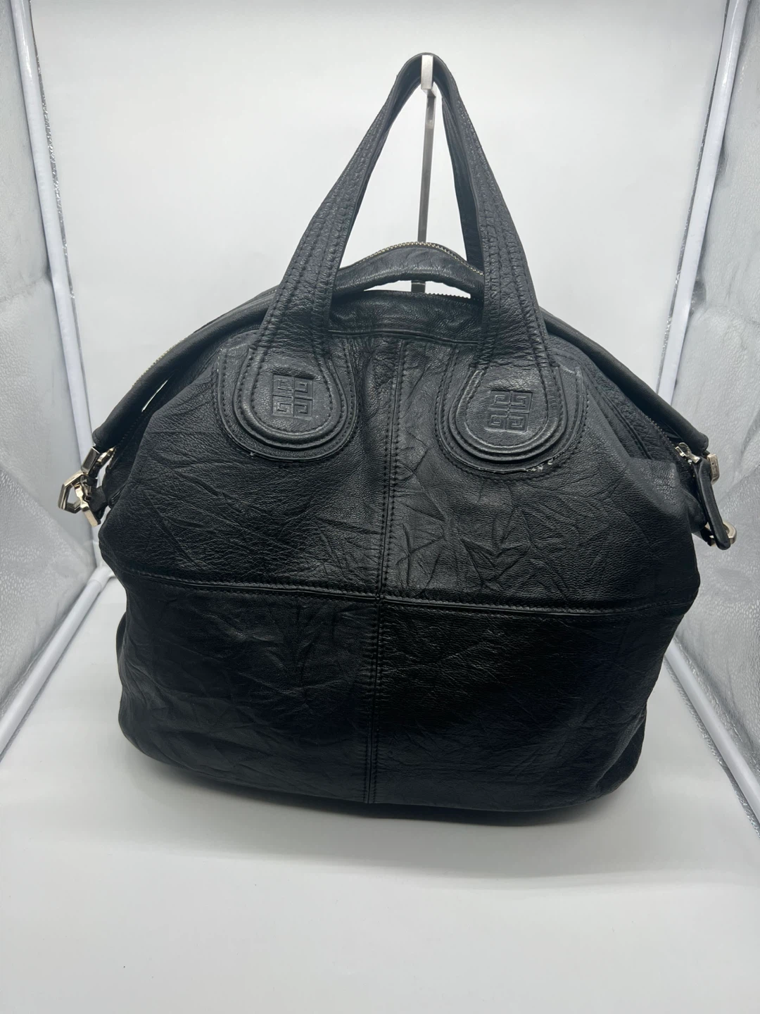 GIVENCHY Nightingale Vintage Y2K Black Leather Tote Top Handle