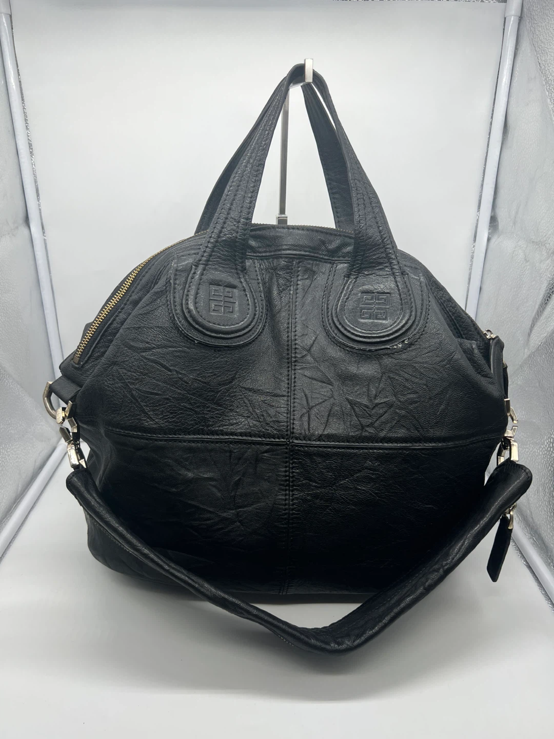GIVENCHY Nightingale Vintage Y2K Black Leather Tote Top Handle - photo 3