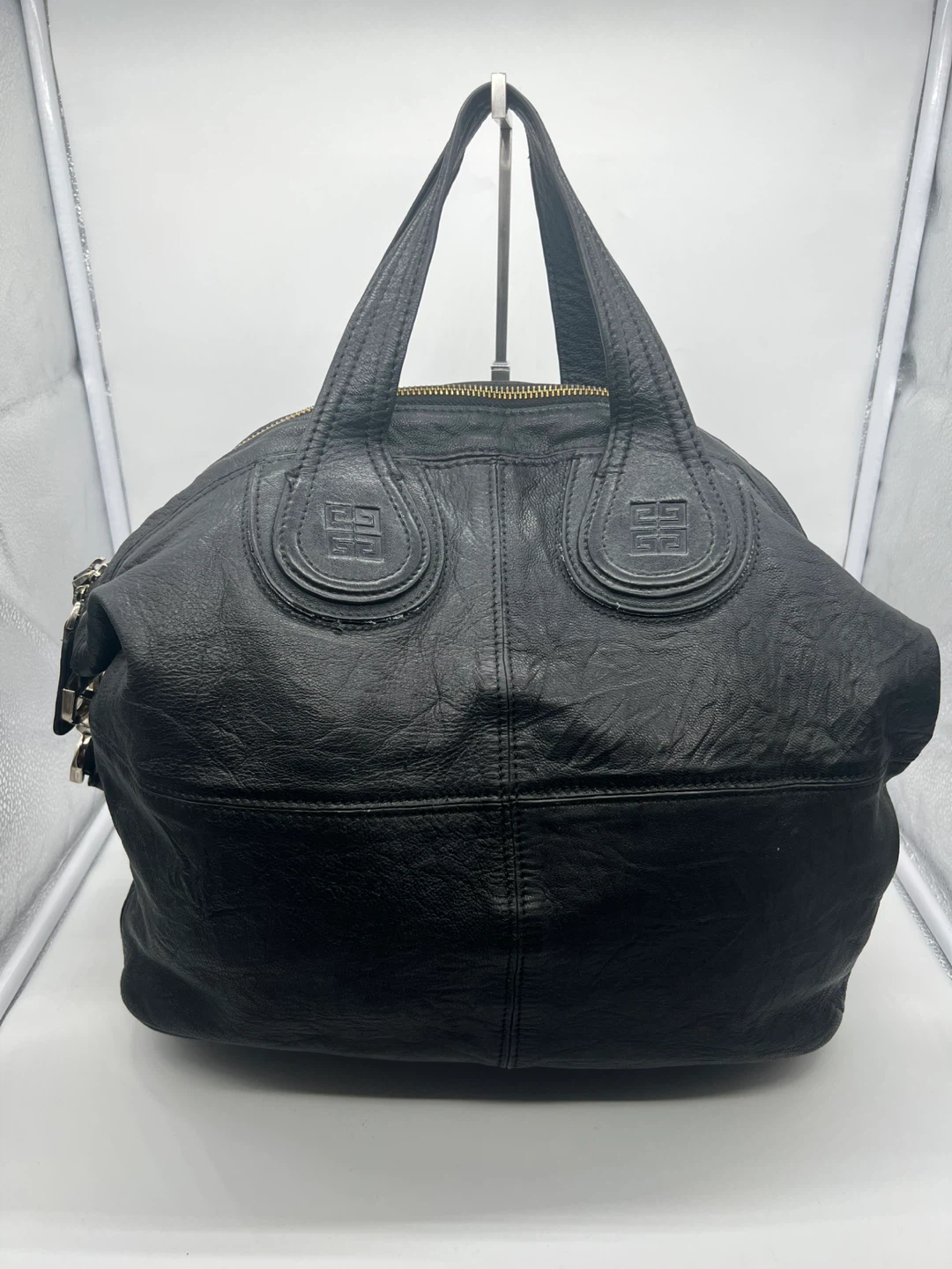 GIVENCHY Nightingale Vintage Y2K Black Leather Tote Top Handle - photo 5