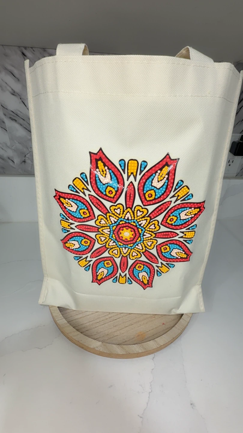 Cream Tote Bag with Mandala Design
