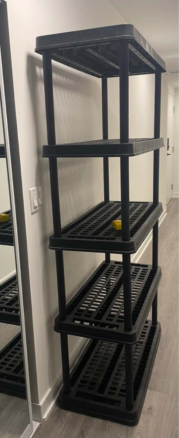 5-Tier Black Plastic Storage Shelving Unit