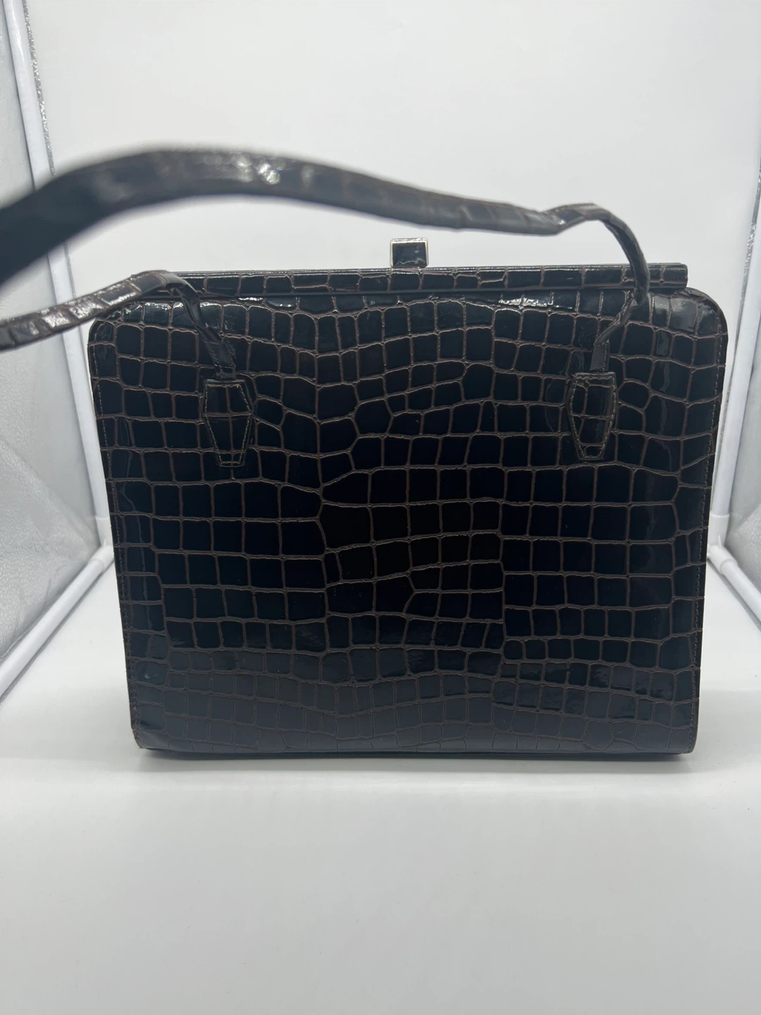 NEW JEANNE LOTTIE Vintage Brown Croc Embossed Leather Bag - photo 5