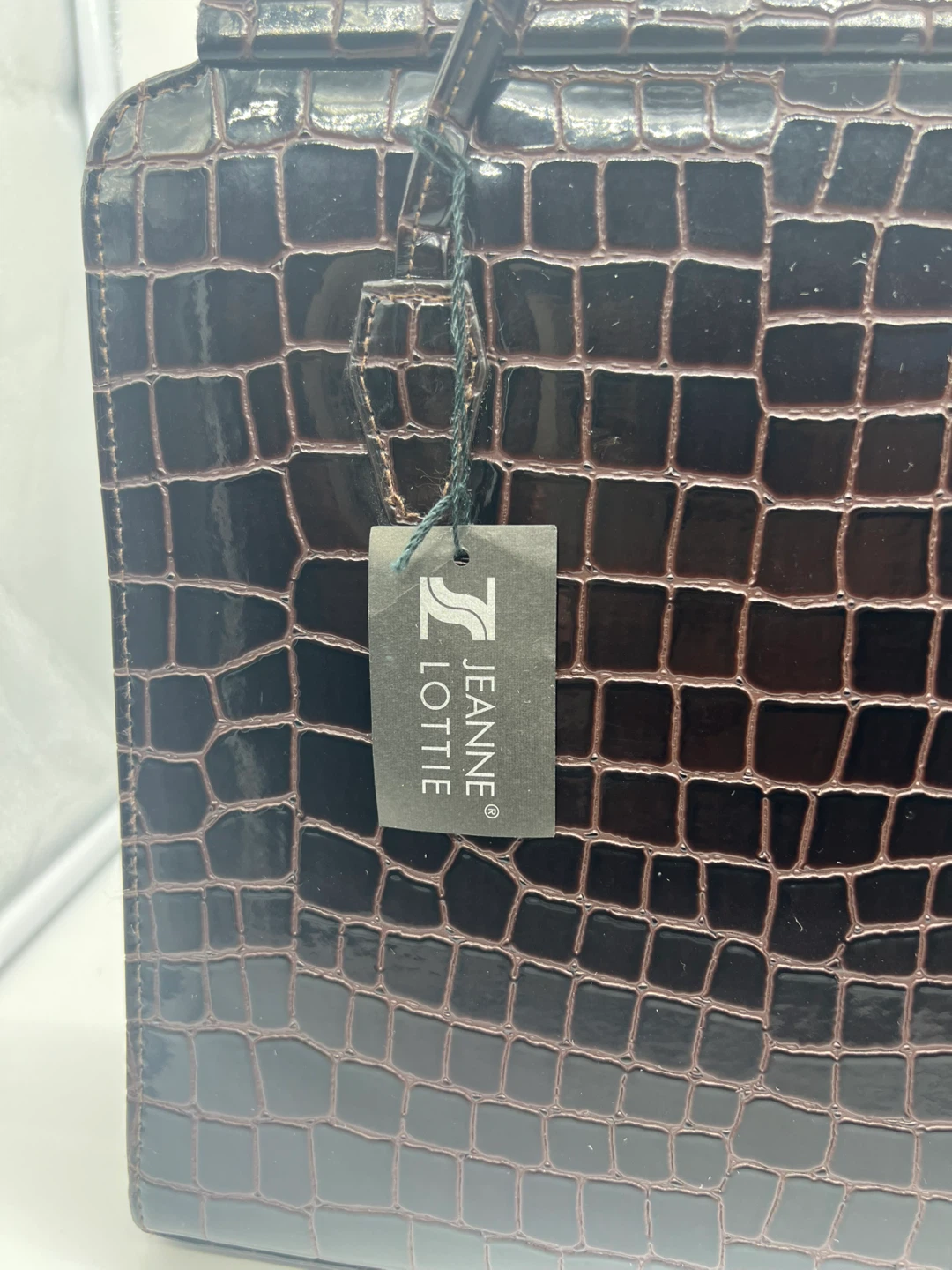 NEW JEANNE LOTTIE Vintage Brown Croc Embossed Leather Bag - photo 2