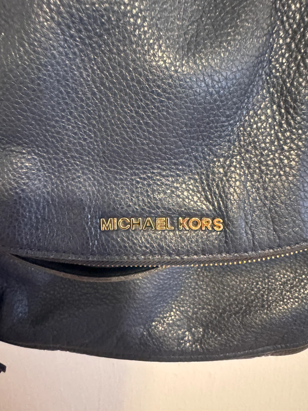 Michael Kors Navy Pebble Leather Shoulder Bag