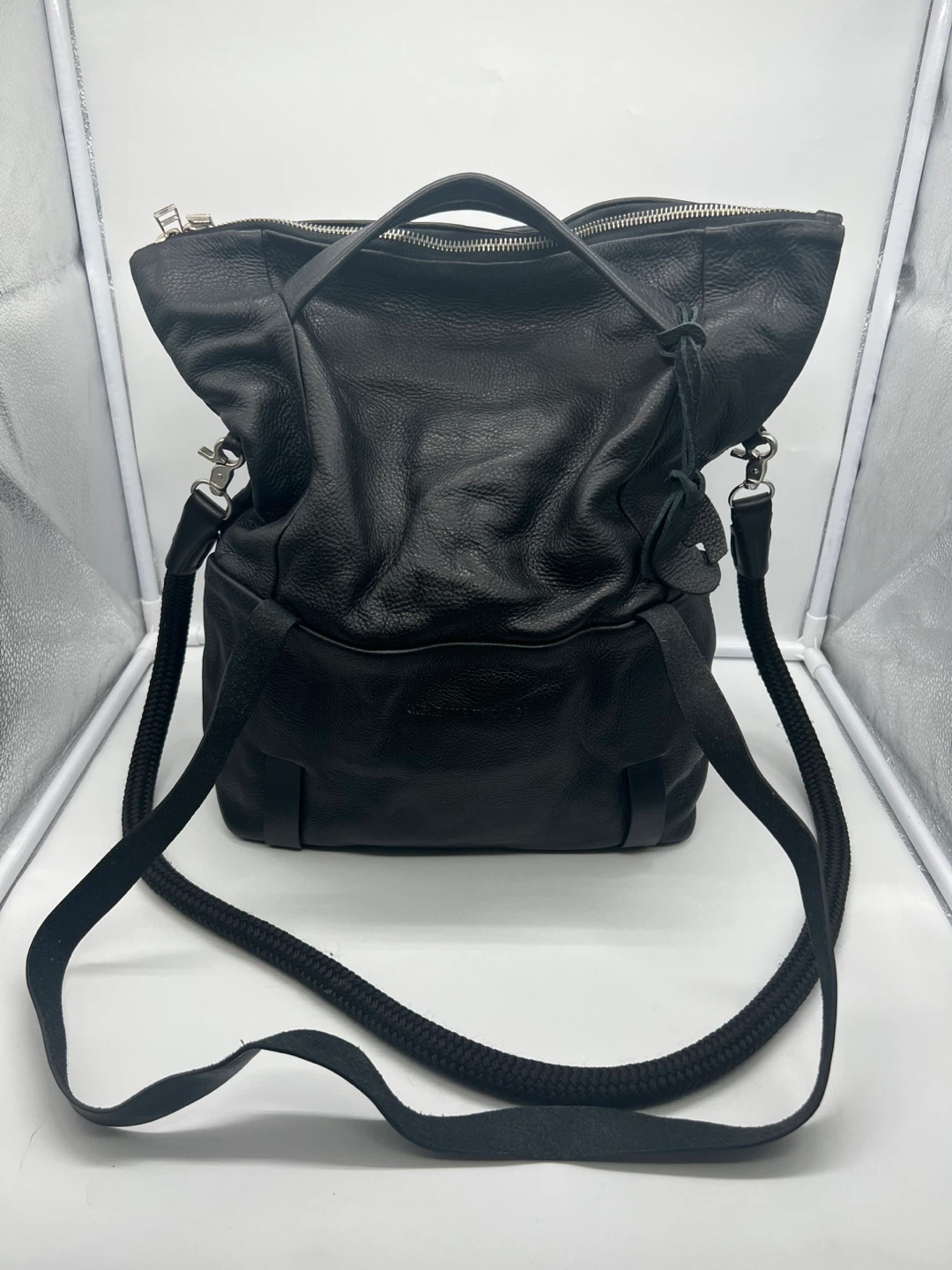 ATELIER MARTIN DHUST Black Leather Versatile Bag