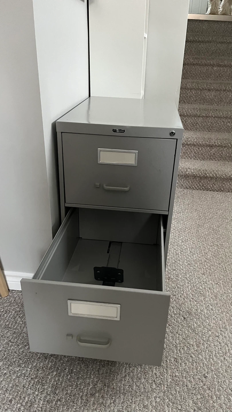 Grey 2-Drawer Metal Filing Cabinet - photo 2