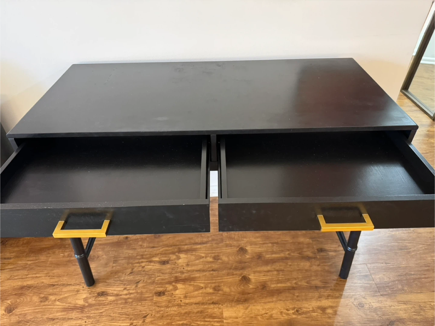 Black desk with Gold Drawer Pulls - photo 3