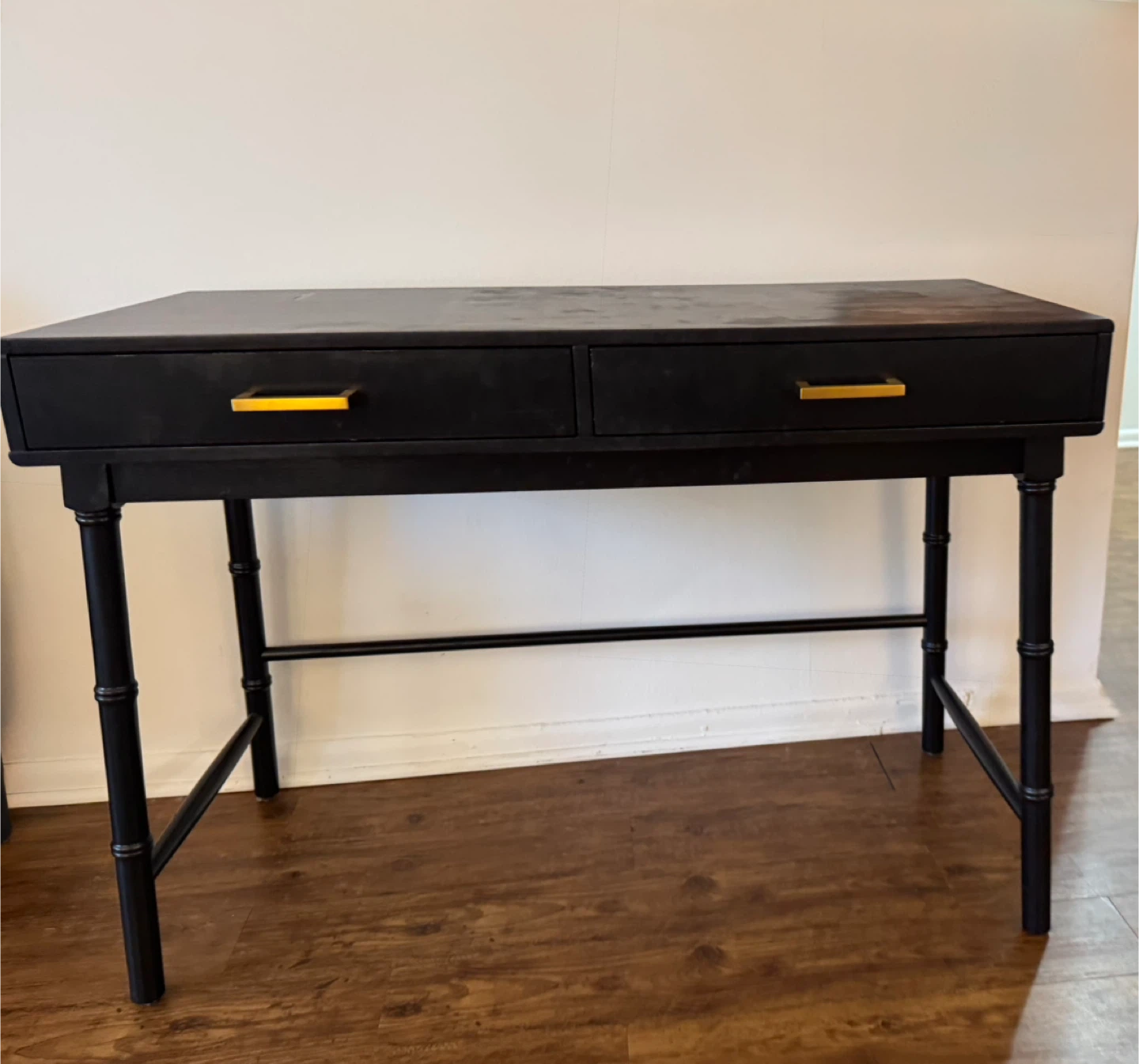 Black desk with Gold Drawer Pulls