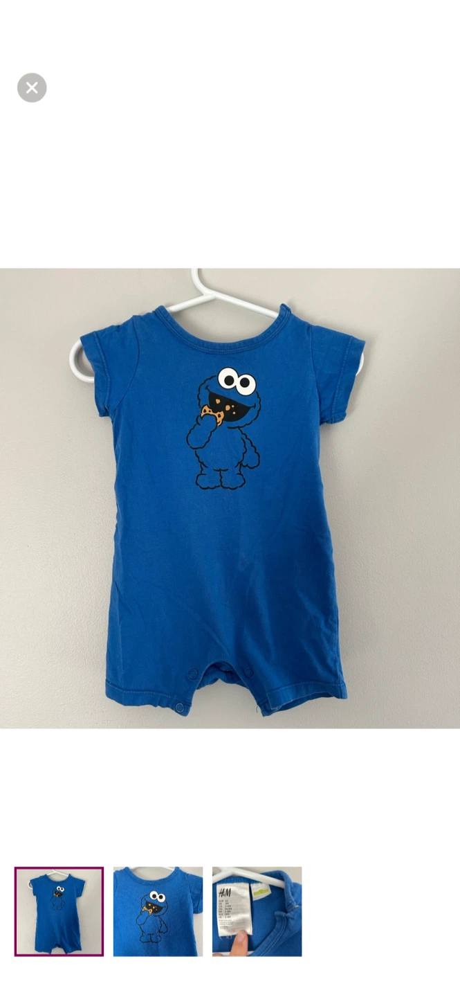 H&M Sesame Street Cookie Monster Baby Romper - Blue