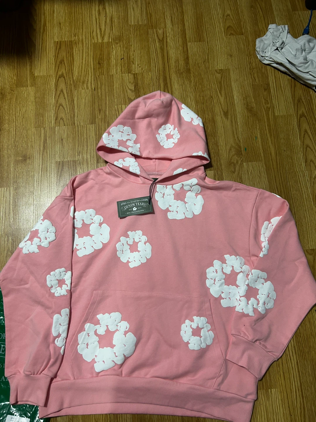 Pink denim tears hoodie