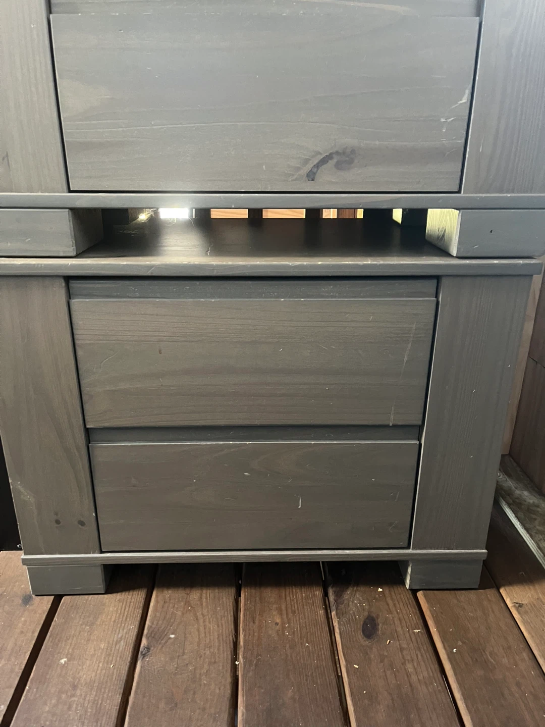2 Dark Gray Wooden Dresser with 2 Drawers