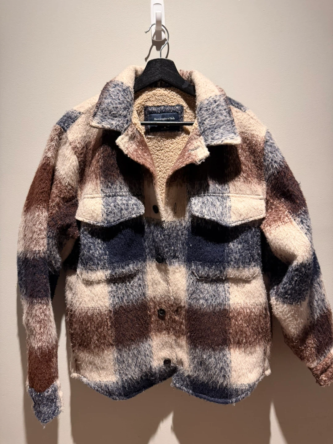 Abercrombie & Fitch Plaid Sherpa Lined Jacket - Size M