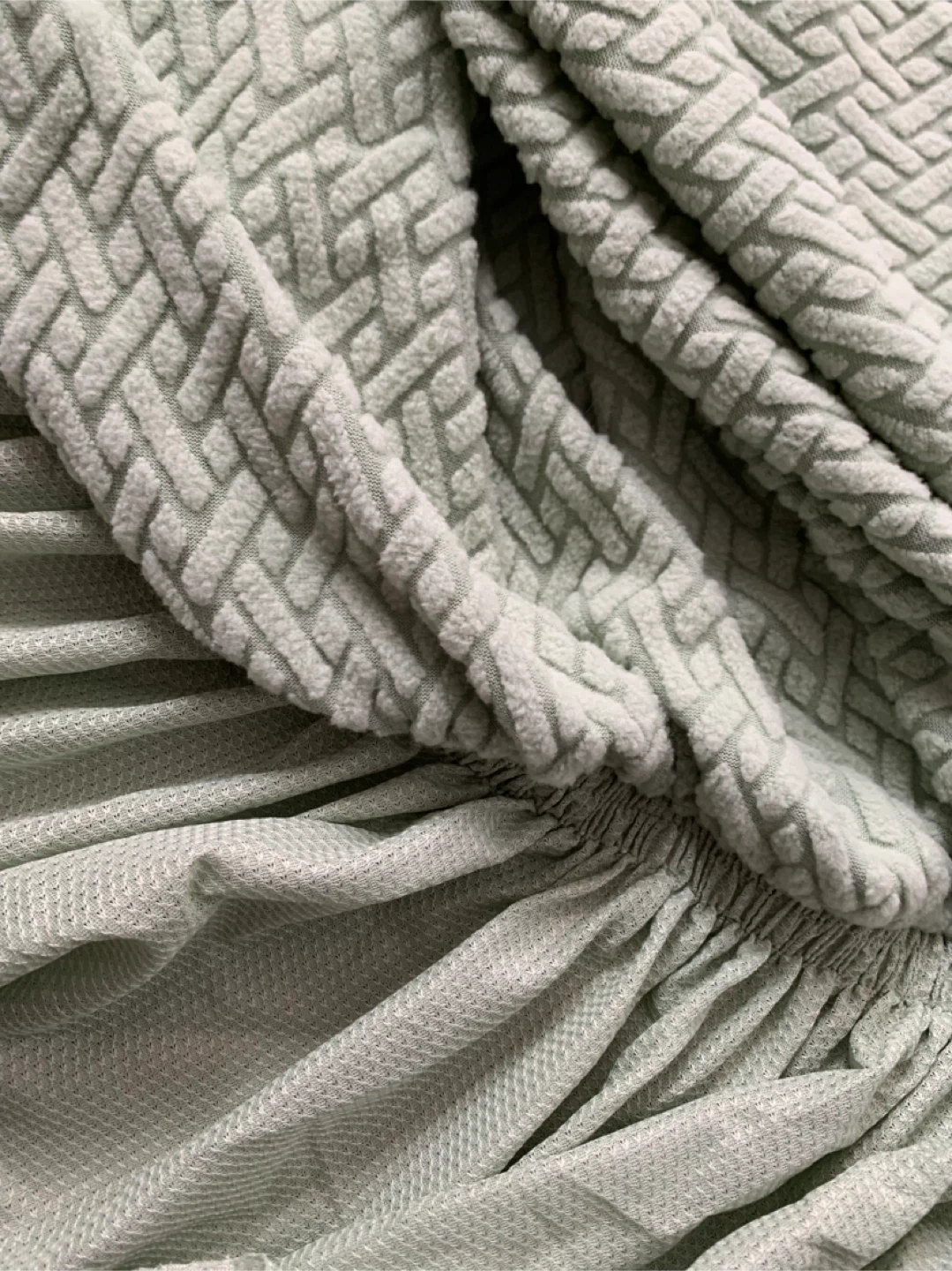 Light Sage/Mint Green T-Grid Loveseat Sofa Cover - photo 2
