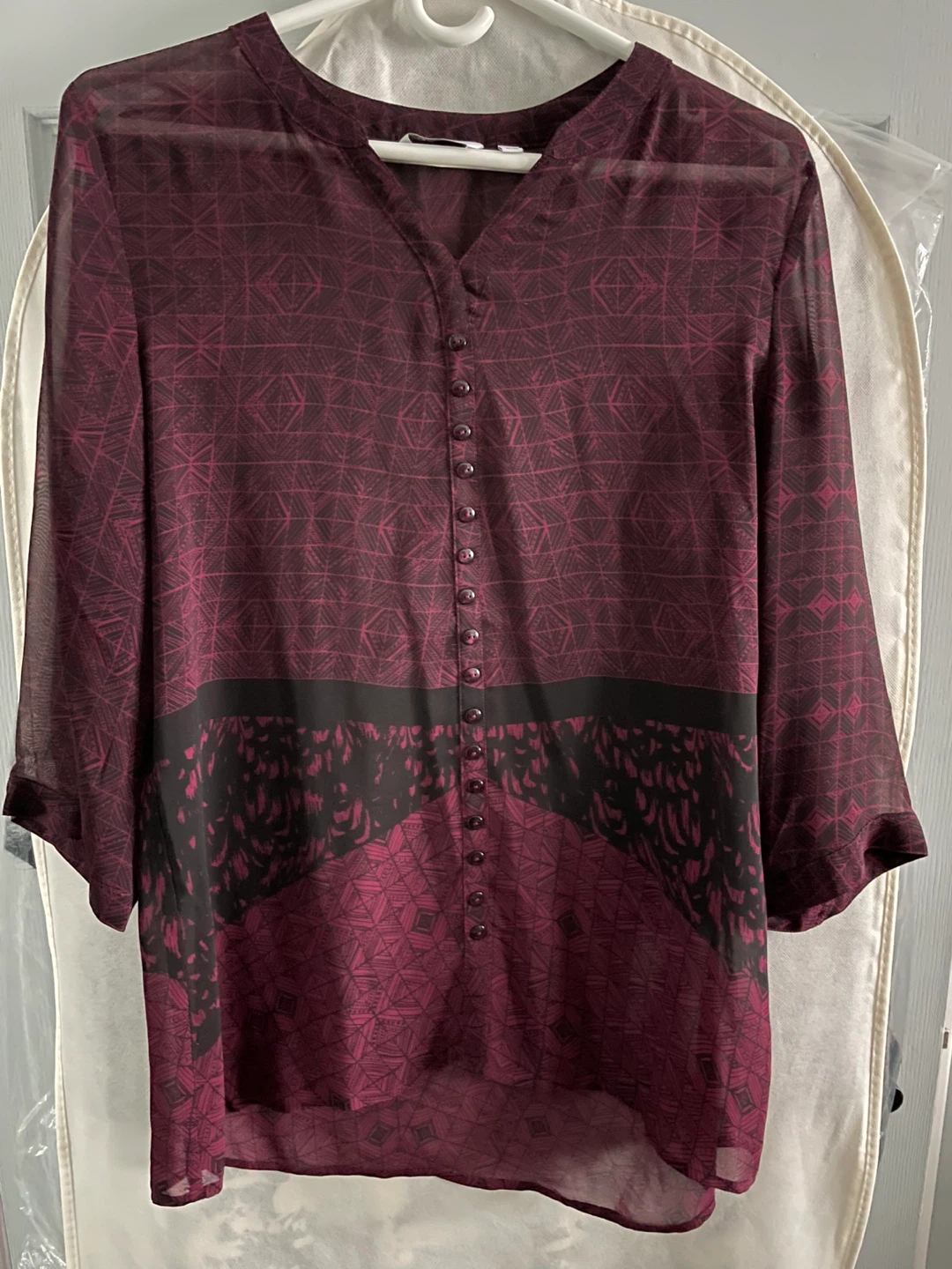 Women's M/M Plum Geometric Print Tunic Top