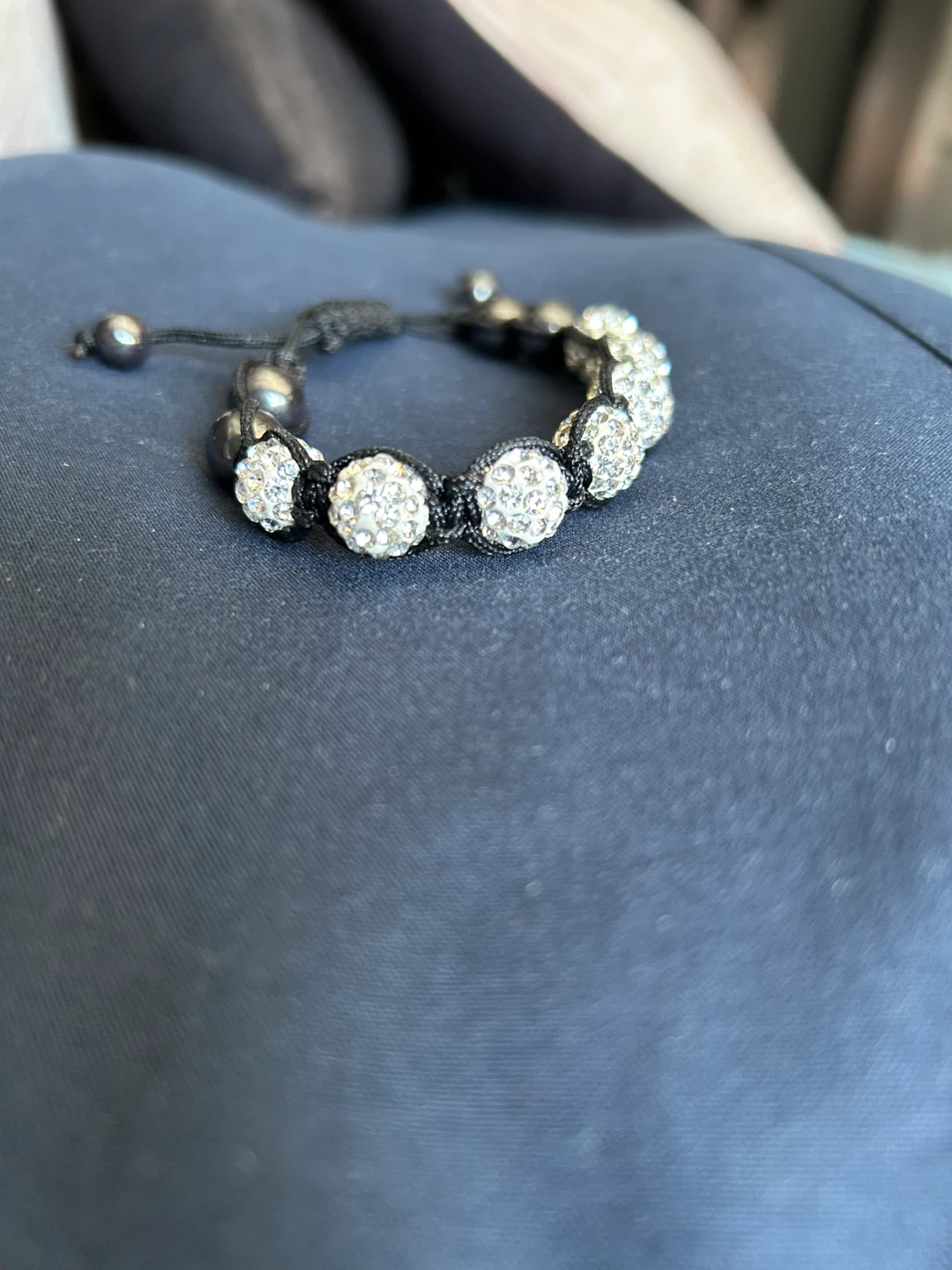 Sparkly Beaded Bracelet with Black Cord - photo 3