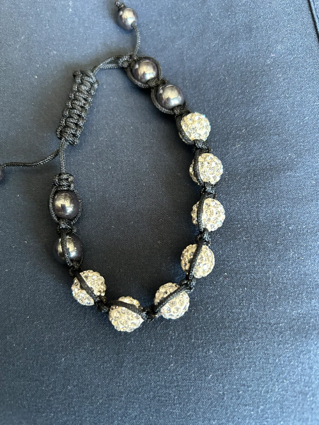 Sparkly Beaded Bracelet with Black Cord
