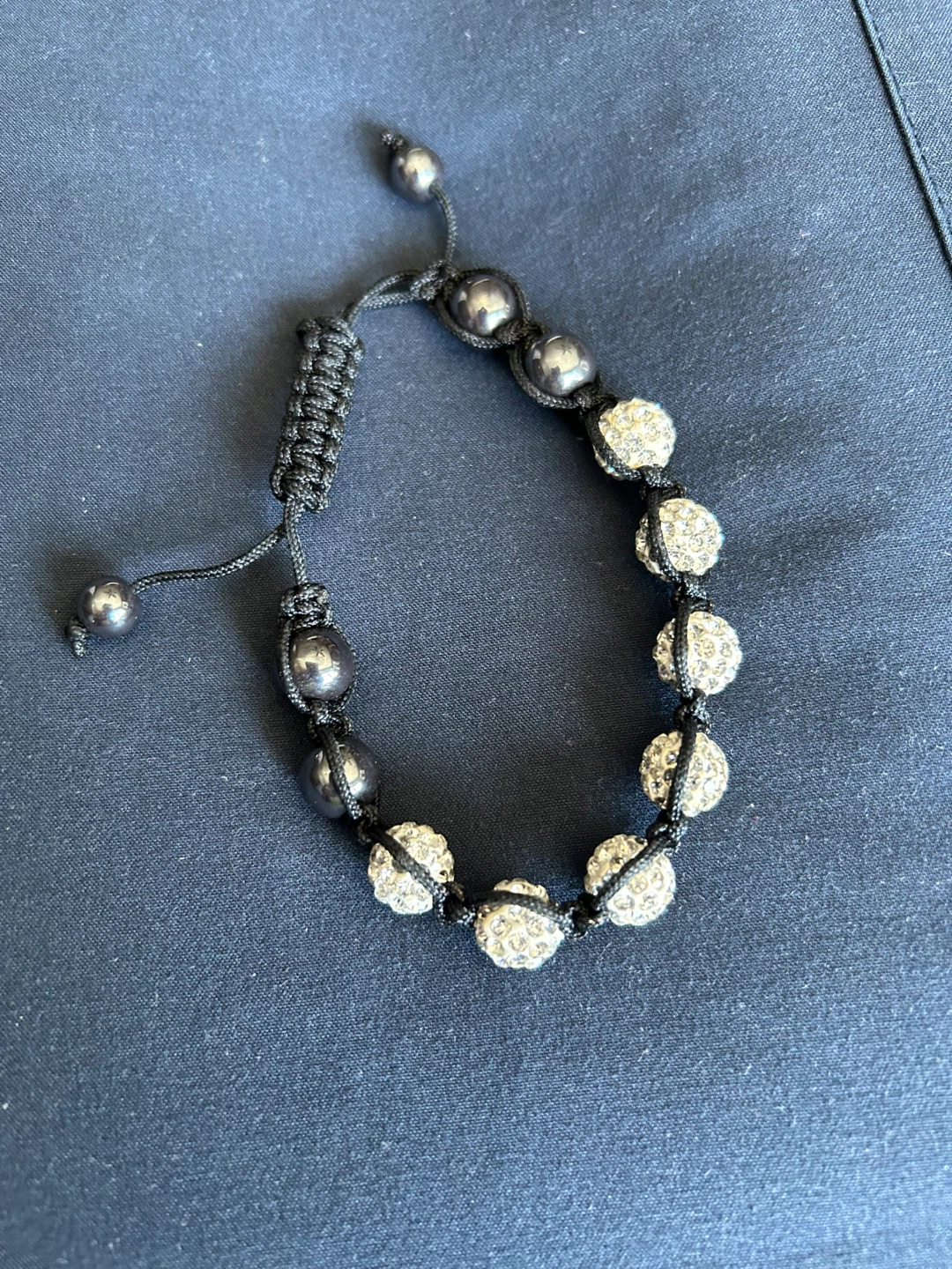 Sparkly Beaded Bracelet with Black Cord - photo 2