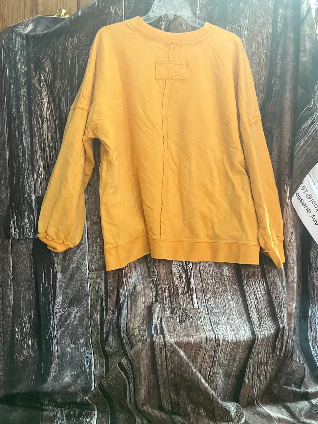 Zenana Distressed Orange Crewneck Sweatshirt - photo 2