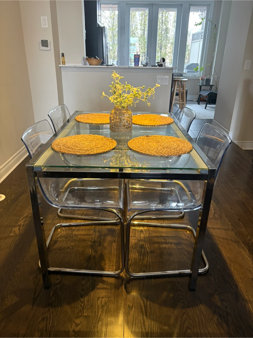 Glass and Chrome Dining Table