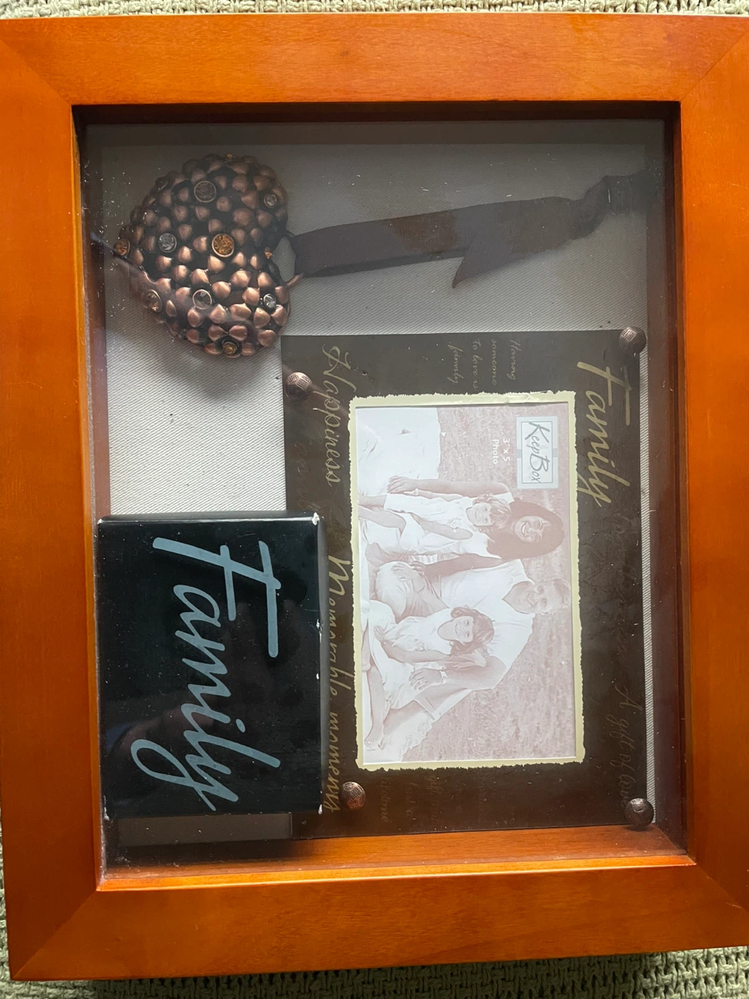 Family Photo Frame Shadow Box with Decorative Heart - photo 2