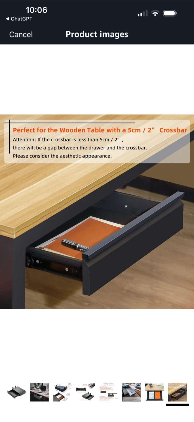 OSTEED Under Desk Drawer 45cm Black - photo 2