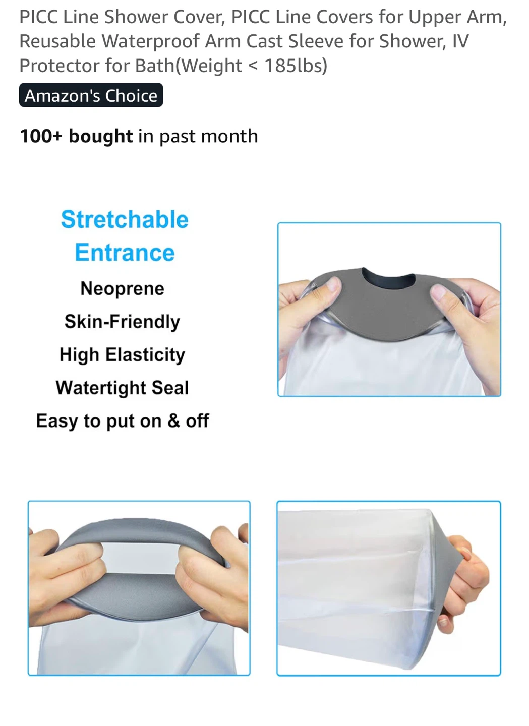 PICC Line Shower Cover for Upper Arm - Gray - photo 4