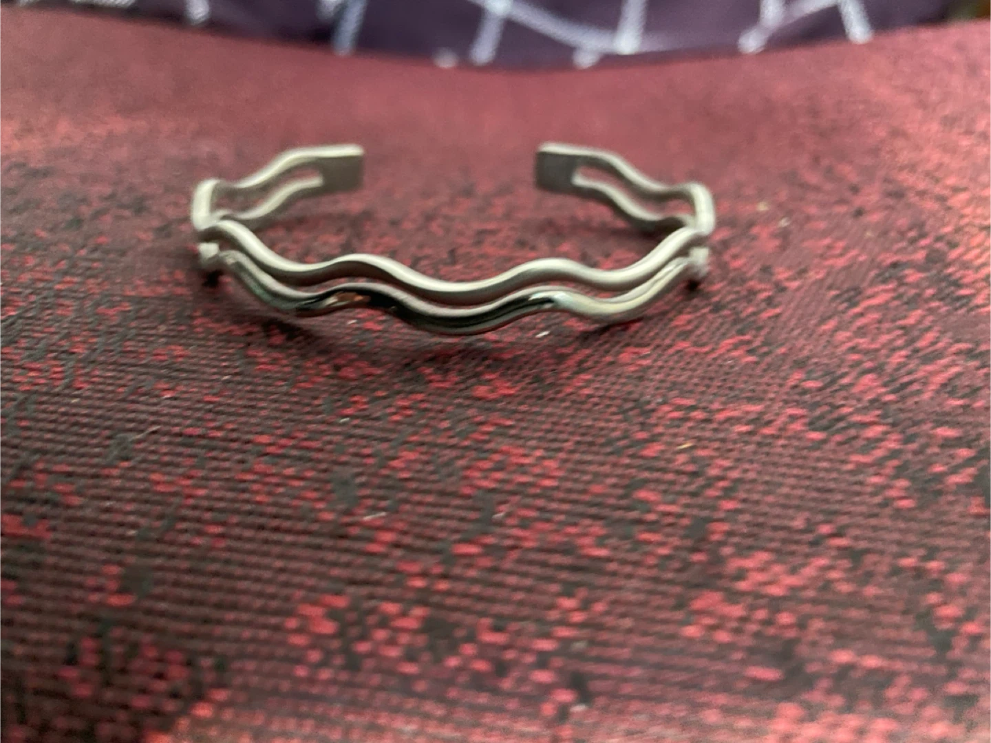 Silver Tone Wavy Bangle Bracelet