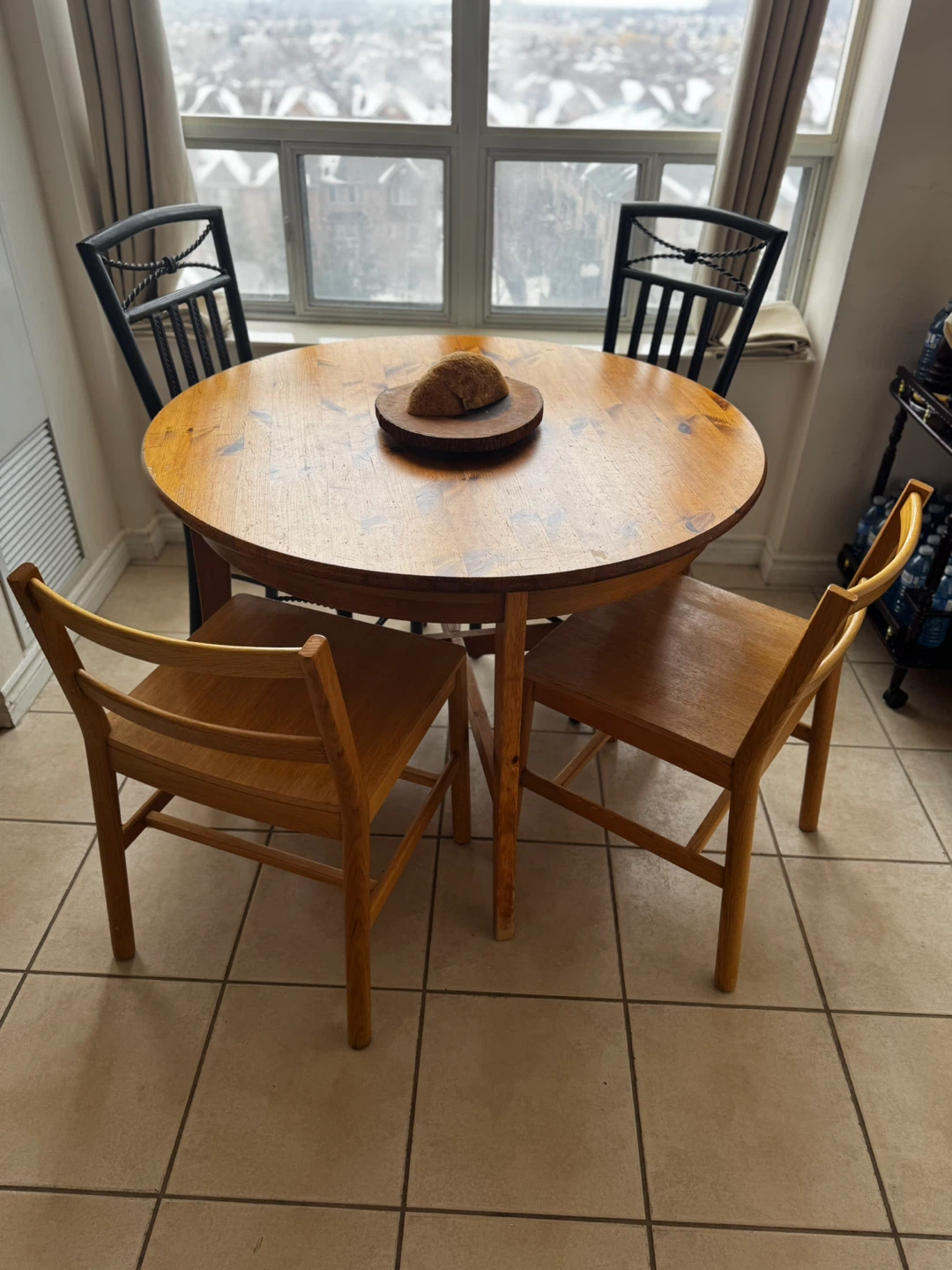 Wooden Round Dining Table with 4 Chairs - photo 3