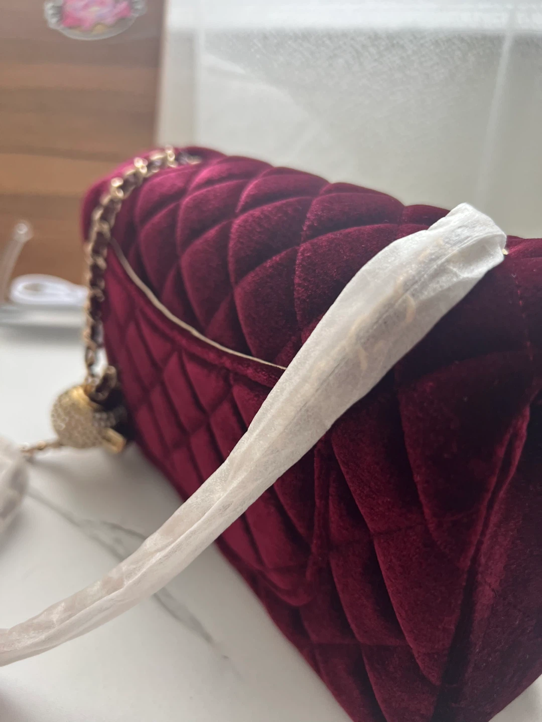 Velvet Quilted Flap Handbag - photo 3