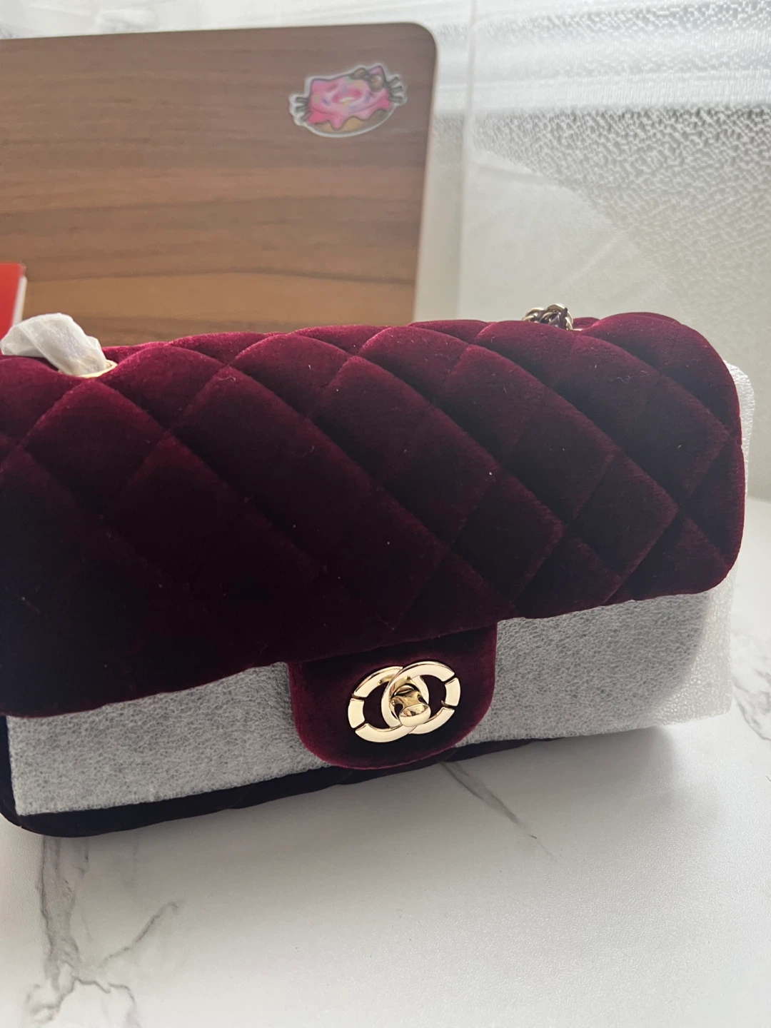 Velvet Quilted Flap Handbag