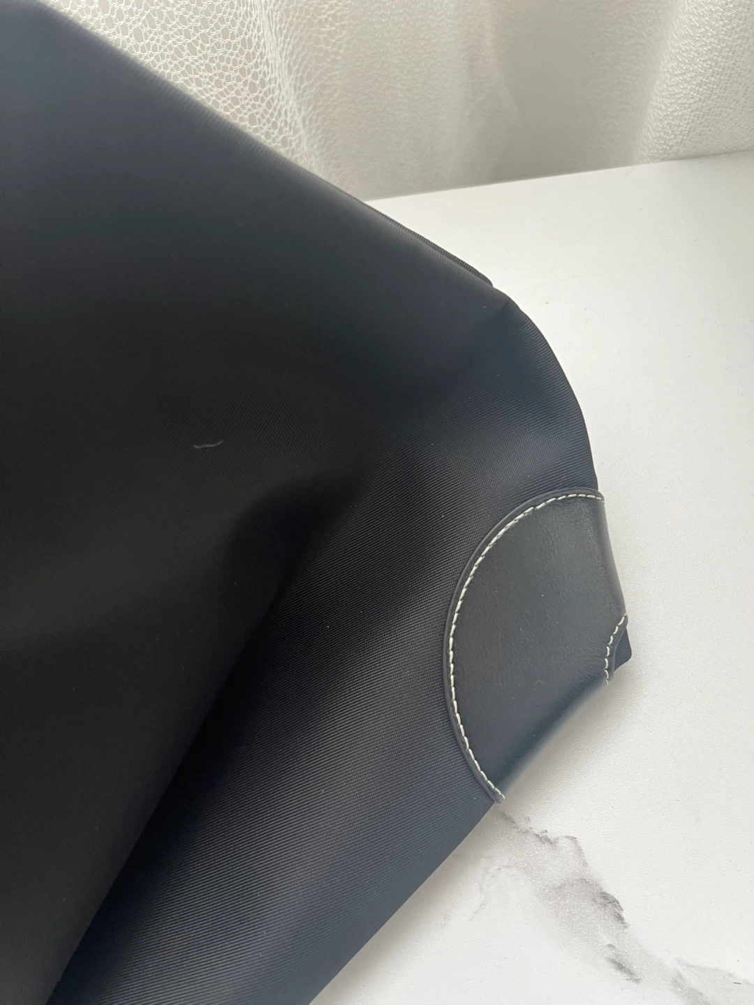 Black Nylon and Leather Trimmed Handbag - photo 3