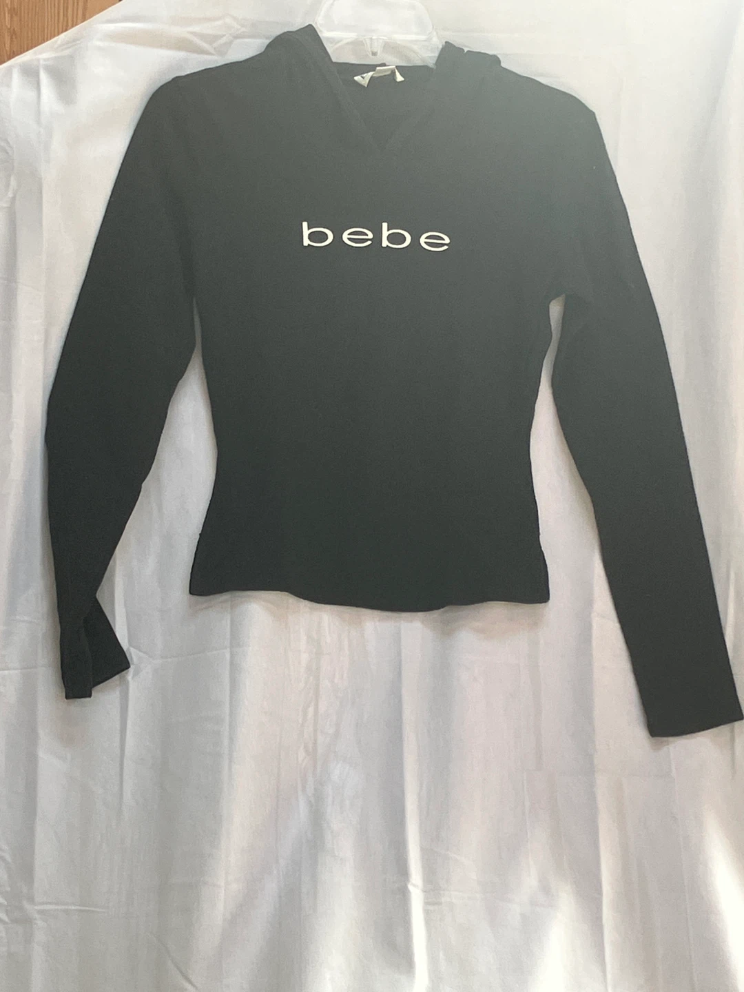 Bebe Black Long Sleeve Hoodie Top