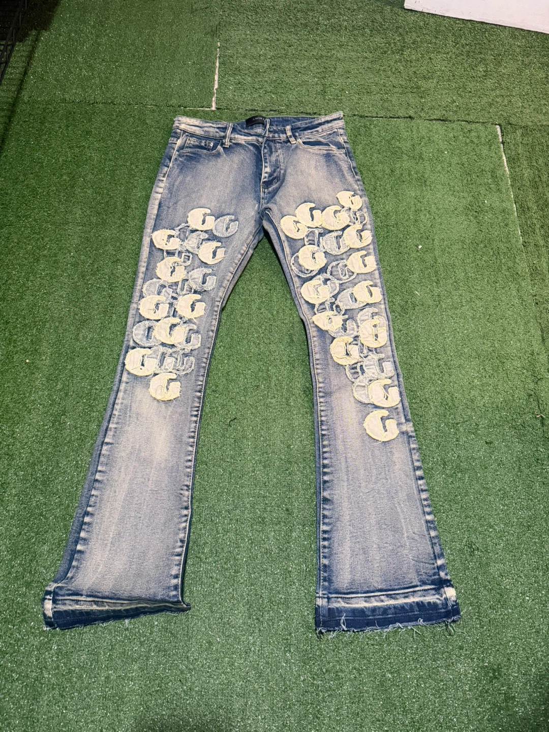 Amiri Stacked Logo Flare Jeans