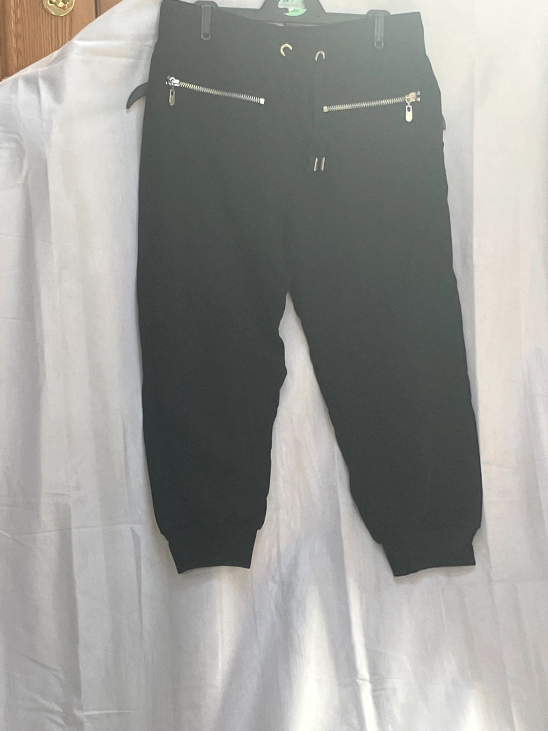 Bebe Black Joggers with Rhinestone Logo