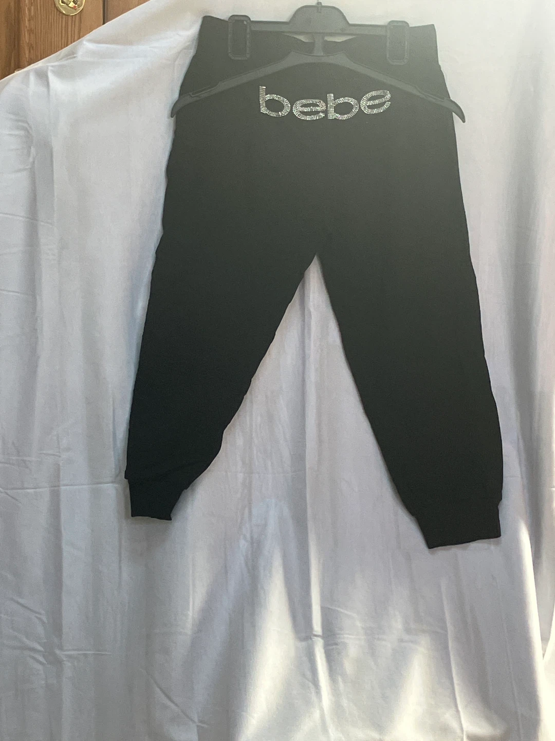Bebe Black Joggers with Rhinestone Logo - photo 2