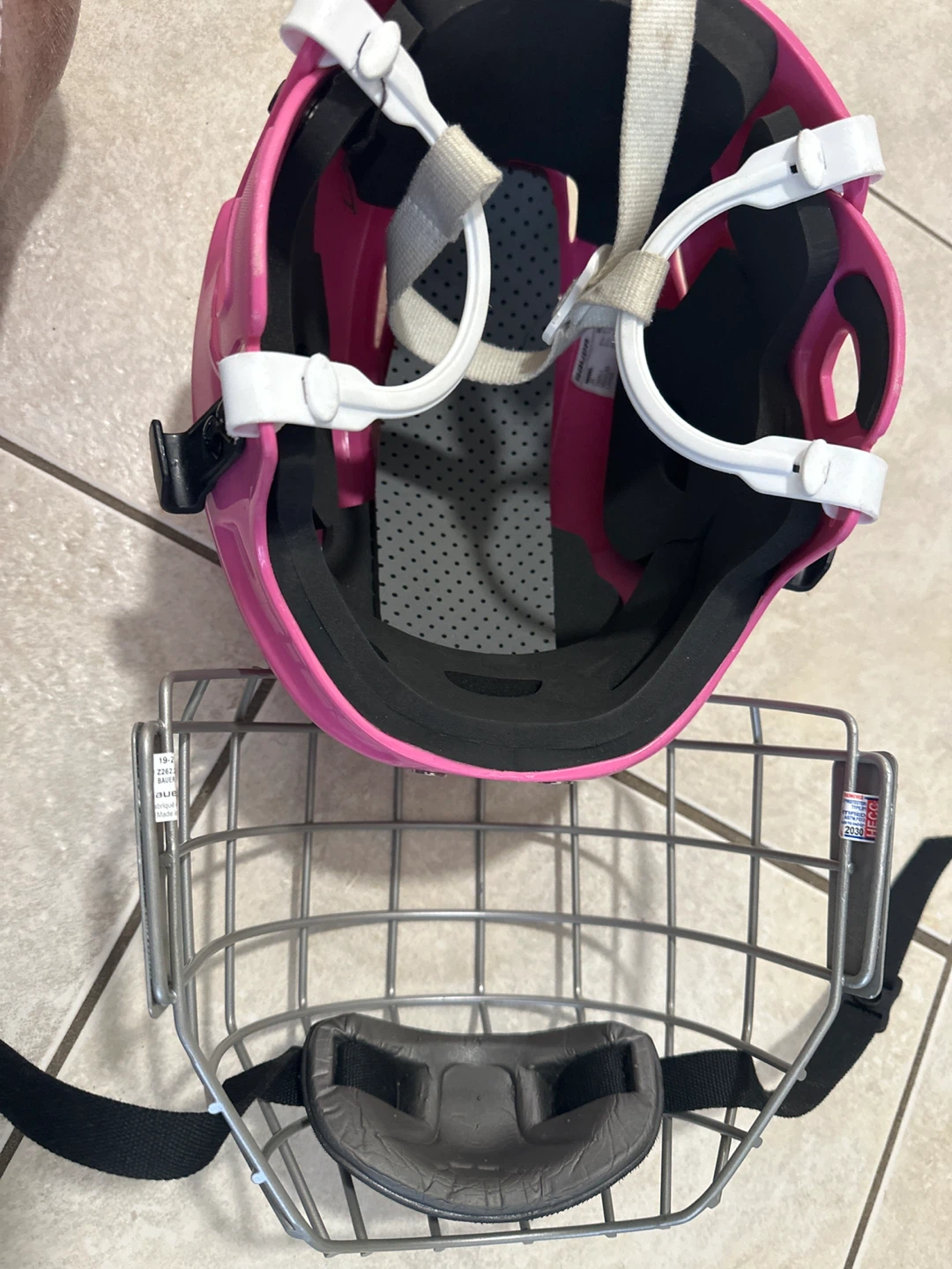 Bauer Hockey Helmet with Cage - Pink
