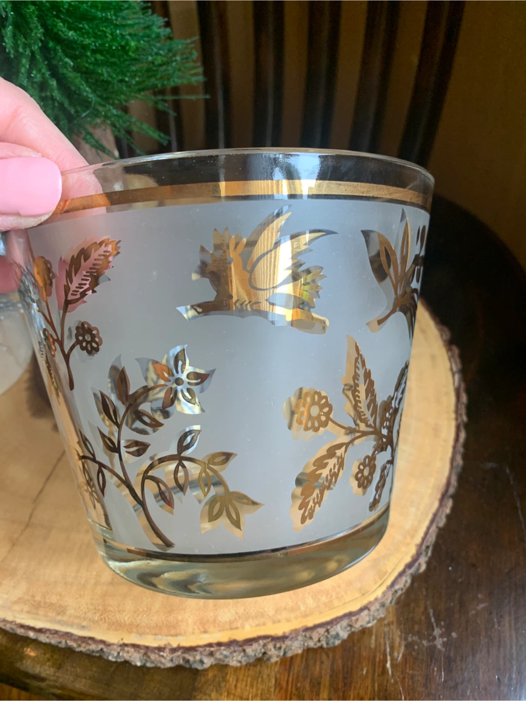 Vintage Libbey Frosted Glass/Gold Leaf Ice Bucket - photo 4