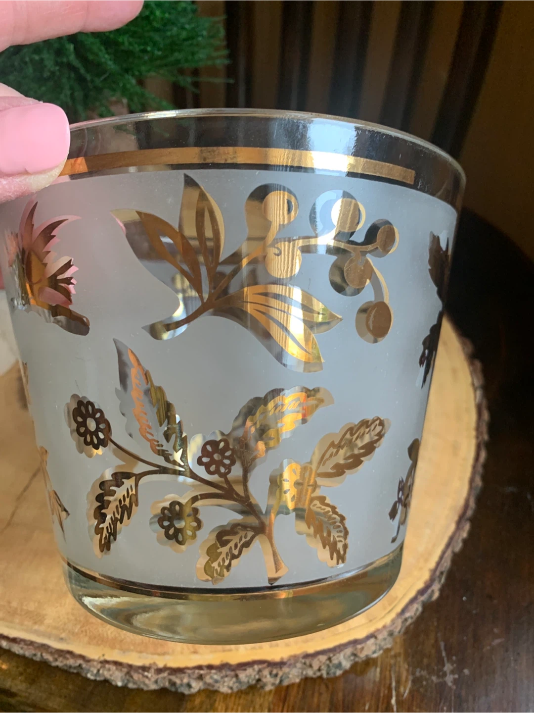 Vintage Libbey Frosted Glass/Gold Leaf Ice Bucket - photo 5