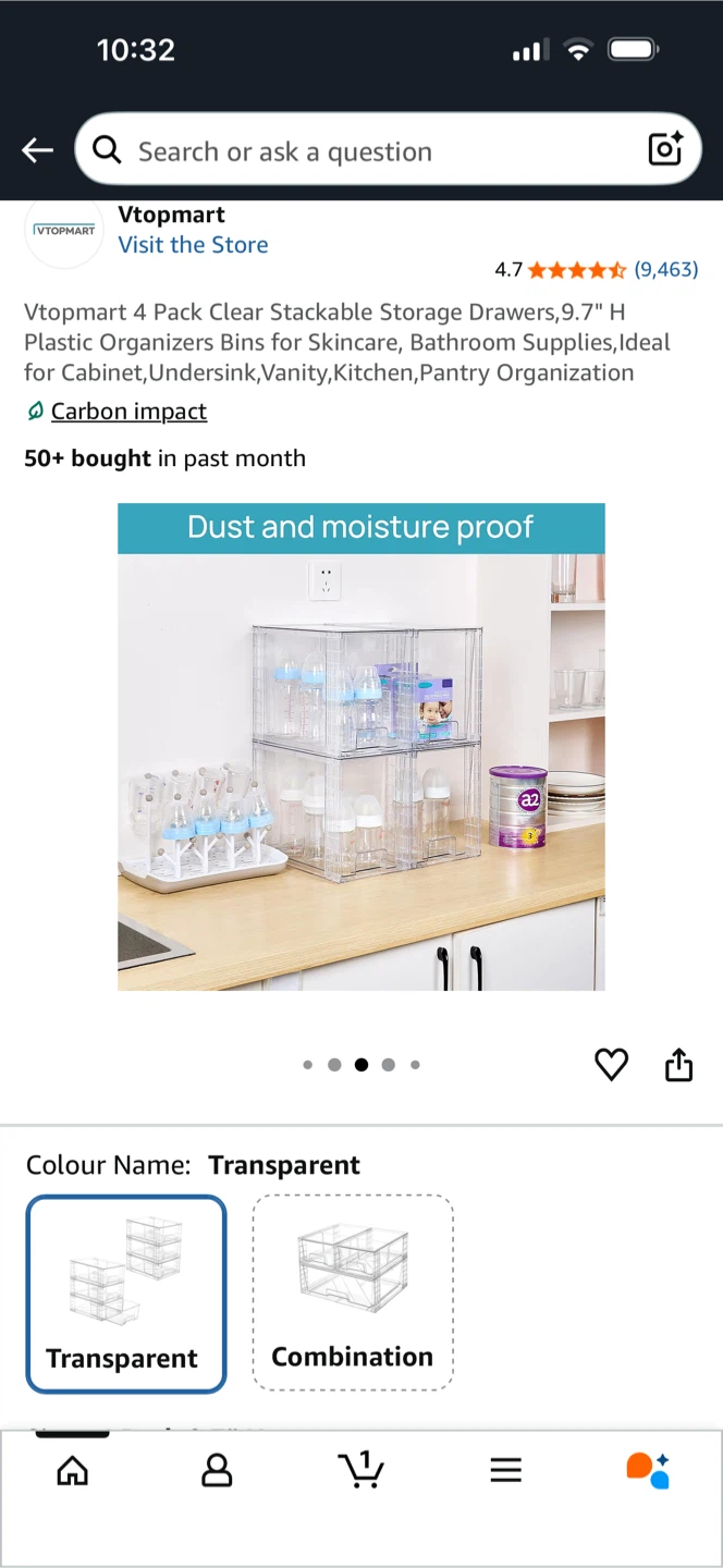 Vtopmart 4 Pack Clear Stackable Storage Drawers - photo 3