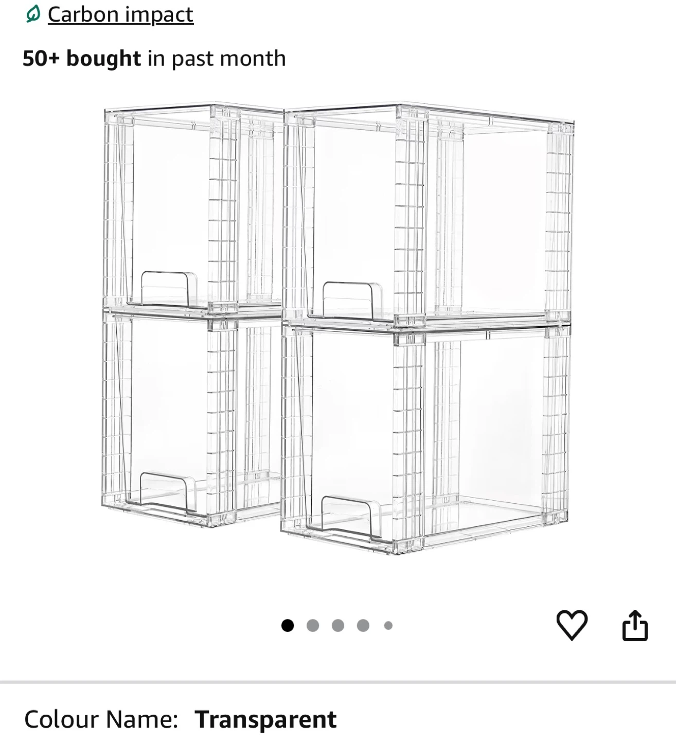 Vtopmart 4 Pack Clear Stackable Storage Drawers