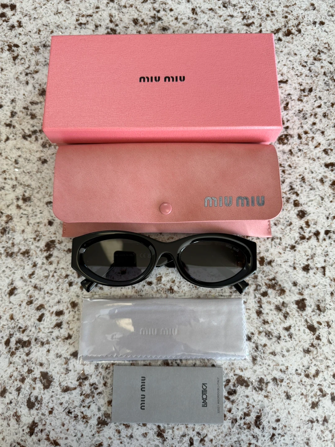 Miu Miu Black Oval Sunglasses with Gold Logo Detail - photo 3
