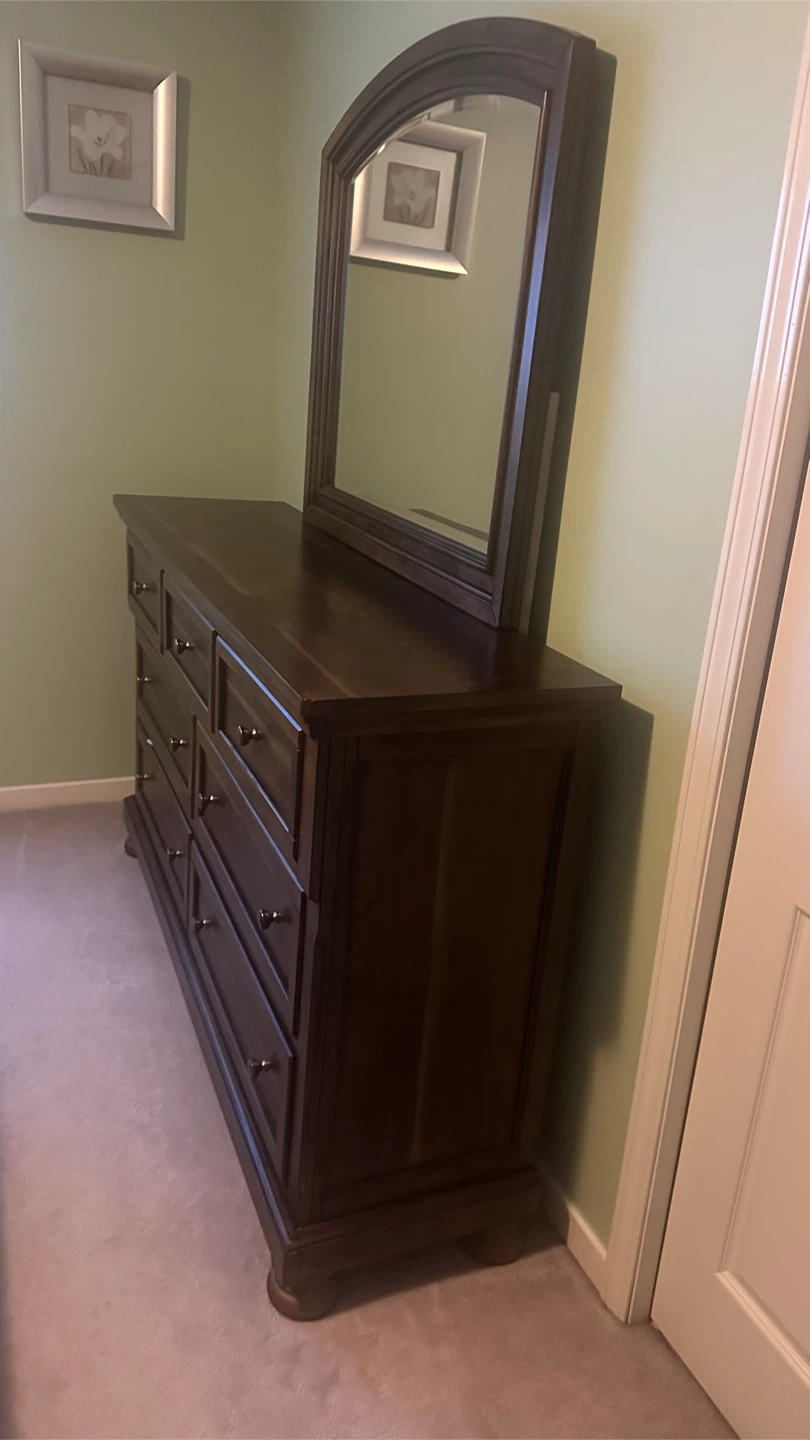 Dark Wood Dresser with Mirror