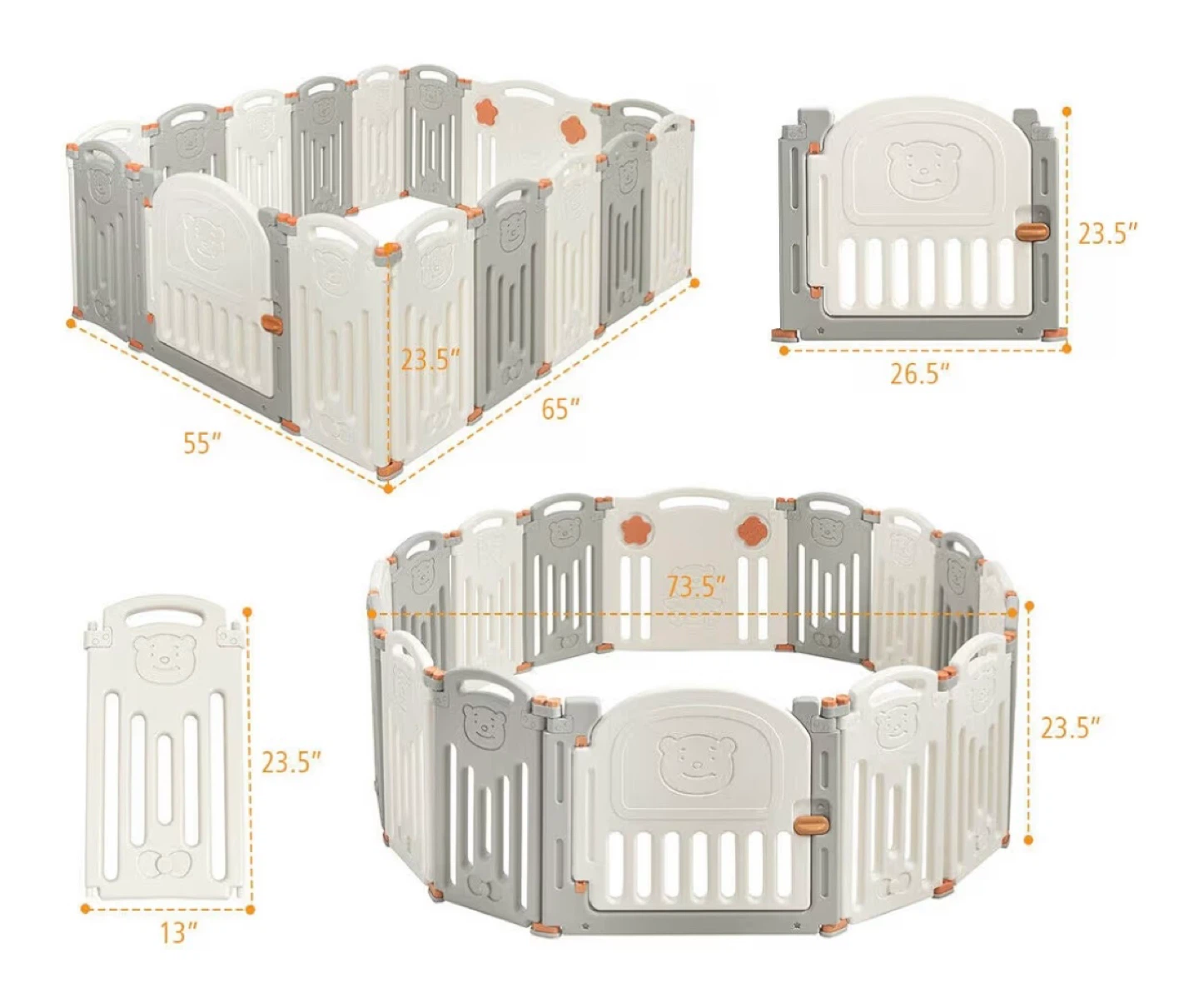 Costway Baby Playpen with Gate and Teddy Bear Design - photo 2