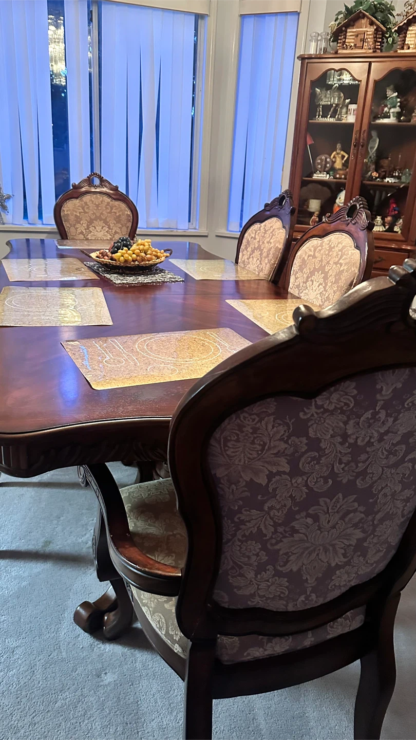 Wooden Dining Table Set with Upholstered Chairs