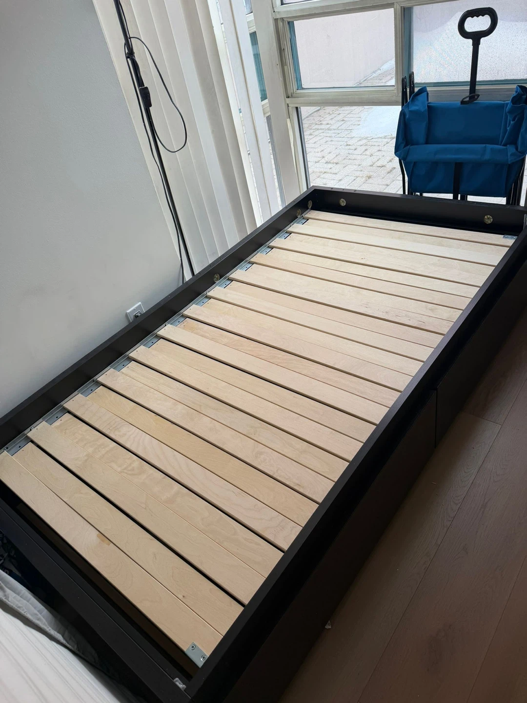IKEA Dark Brown Twin Bed Frame with Storage Drawers - photo 3
