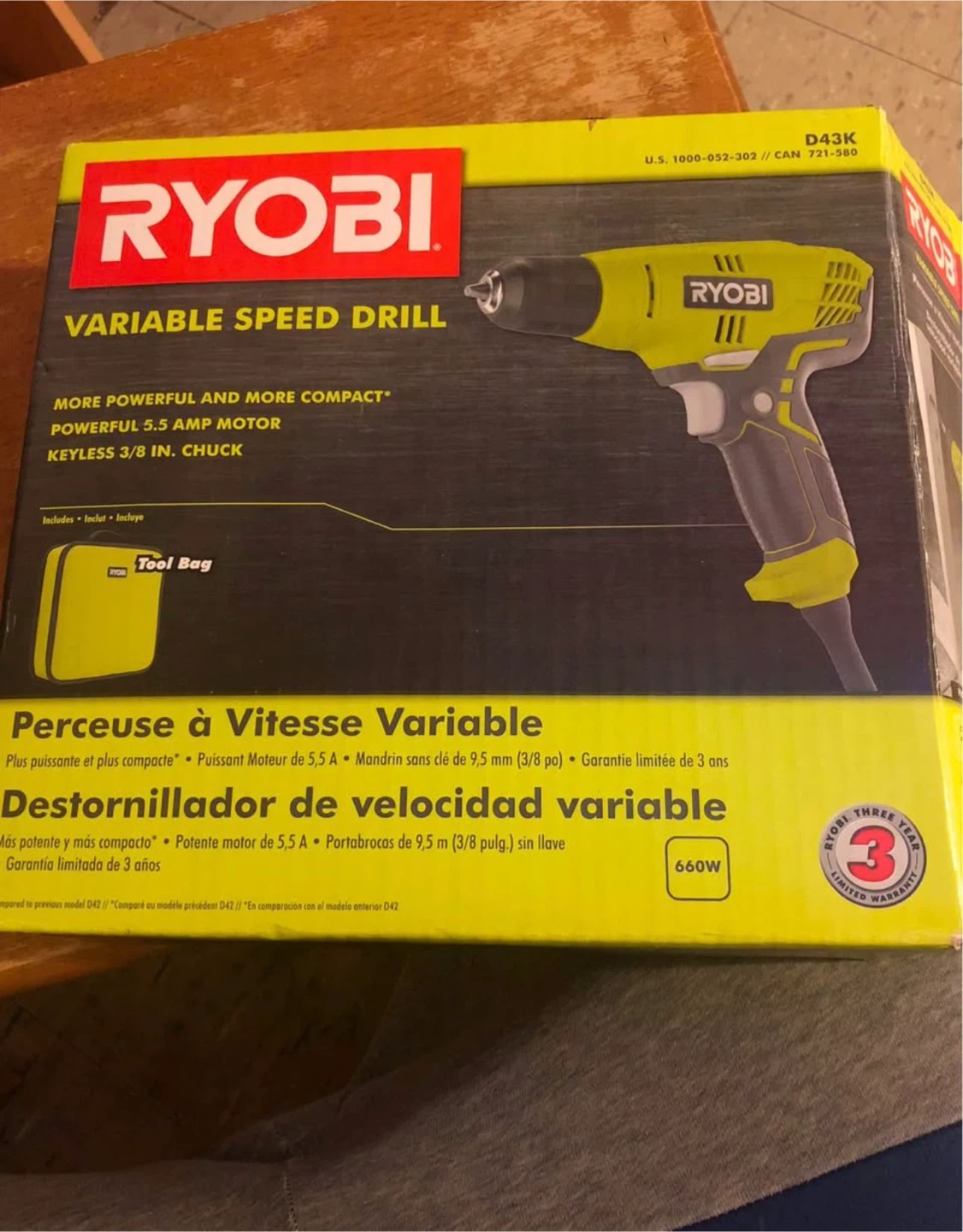 Ryobi Variable Speed Drill with Tool Bag